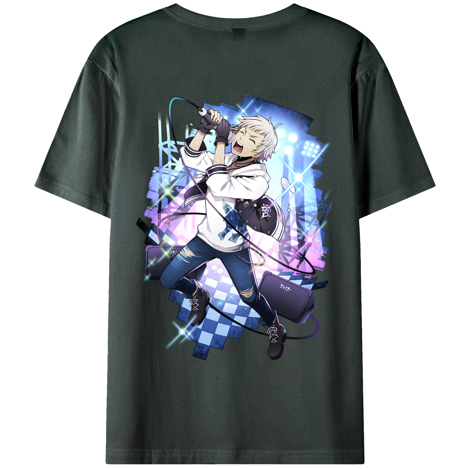 （画像用） 文豪ストレイドッグス Bungo Stray Dogs 綿100％ メンズ半袖Tシャツ（バックプリント） 通気性